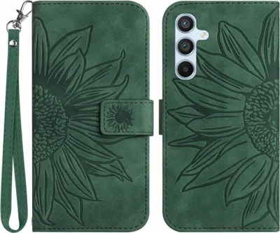 Produktbild von Samsung Galaxy A26 Hülle - Coverup Sonnenblume Klapphülle mit Schlüsselband - Grün