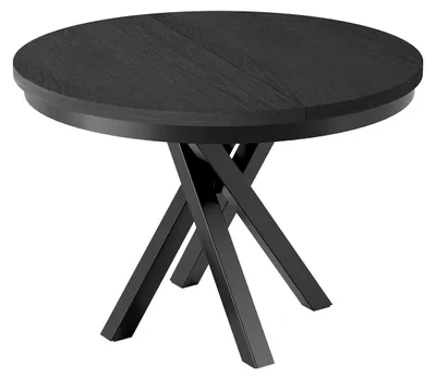 Produktbild von Masseno Ausziehbar Esstisch ALICANTE 100 - 140 cm x 100 cm Rund Tisch für Wohnzimmer, Küche, Schwarz