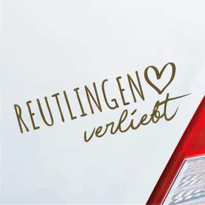 Produktbild von Auto Aufkleber Reutlingen verliebt Herz Stadt Heimat Liebe Car 19x6 cm Gold Sticker Heckscheibenaufkleber