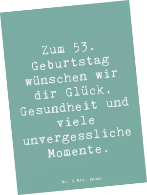 Produktbild von Mr. & Mrs. Panda Postkarte Spruch 53. Geburtstag Glück - Meeresbrise - Geschenk, Postkarten, Lebensjahr, Geburtstagsgeschenk, Fotokarte, Ansichtskarte, Happy Birthday