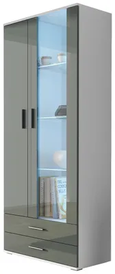 Productafbeelding van Vitrine SINDI SH7F, wit/grijs, hoogglans