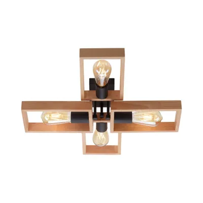 Produktbild von Deckenleuchte, Holz natur, schwarz, 4 Flammig, L 62 cm