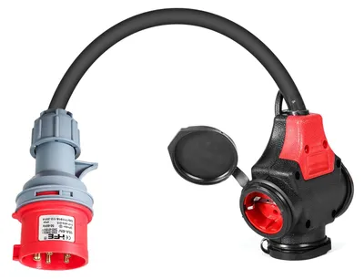 CEE-Adapter 16 A 400 V auf 3x230 V, 0,5 m, IP44, 3x2,5 mm²