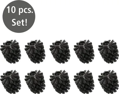 Ten black toilet brush heads arranged in two rows on a white background.