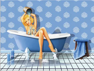 Produktbild von ARTland Wandbild Alu für Innen & Outdoor Das sexy blaue Badezimmer Größe: 60x45 cm