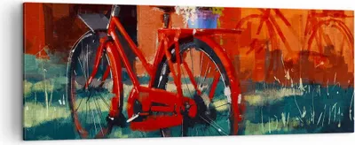 Produktbild von Bild auf Leinwand - Leinwandbild - Fahrrad Blumen - 140x50cm - Wand Bild - Wanddeko - Wandbilder - Leinwanddruck - Bilder - Kunstdruck - Wanddekoration - Leinwand bilder - Wandkunst - AB140x50-3712