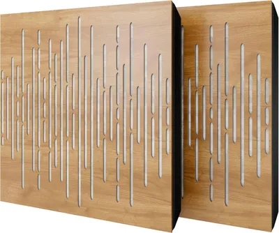 Produktbild von 6er-Set Akustikpaneele WAVE Samt 50x50x5 cm, Eiche/Weiß – inkl. Montageset