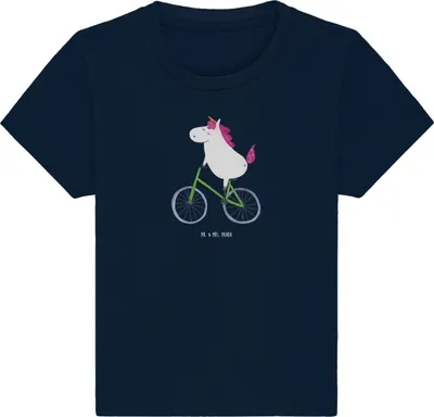 Produktbild von Mr. & Mrs. Panda  T-Shirt Einhorn Radfahrer 0. - 6. Monat - French Navy - Geschenk, Bike, Baby Shirt, Rad, Babyshirt, Radfahren, Unicorn, Einhörner, Kurzarmshirt, Öko
