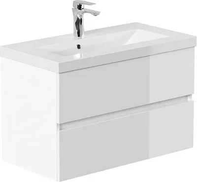 Produktbild von HOME DELUXE - Badmöbel - Set - WANGEROOGE BIG Deluxe – Größe: S, Farbe: Weiß, Breite Waschbecken: ca. 80 cm I Badezimmermöbel Waschtisch Waschbecken