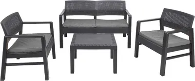 Immagine prodotto di Dmora set Salotto da Esterno Agnelo Nero Antracite, 4 Posti Impermeabile, Idrorepellente, Lavabile  Italy