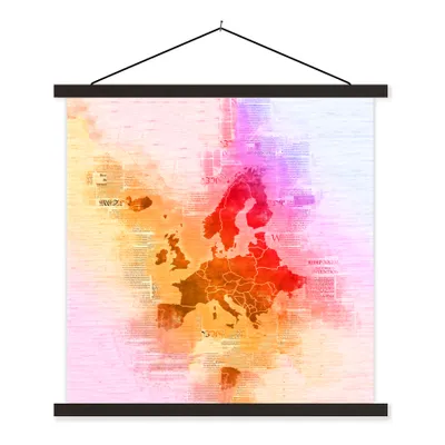 Obrázok produktu pre MuchoWow® Textilný plagát - Mapa - Európa - Farby - 120x120cm - S čiernymi lamelami