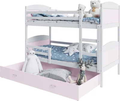 Produktbild von Etagenbett hochbett kinderzimmer kinderbetten jugendzimmer 160x80 weiss rosa