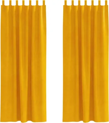 Image de vidaXL Rideaux occultants, 2 pièces, jaune moutarde, 140 x 260 cm, velours