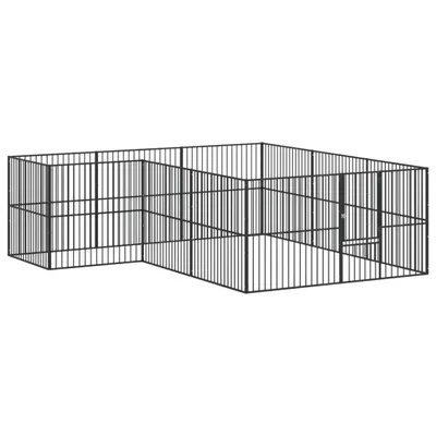 Produktbild von Hundelaufstall 12-tlg. Schwarz Verzinkter Stahl