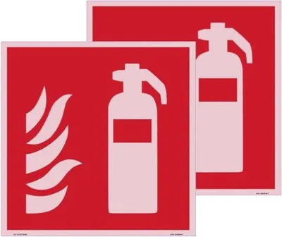 Immagine prodotto di Due adesivi di sicurezza antincendio - Vinile autoadesivo | 15x15 cm | Etichetta di sicurezza per la prevenzione degli incendi