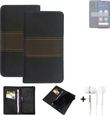 Produktbild von K-S-Trade Handyhülle + Kopfhörer kompatibel mit Doro 8200 Schutzhülle Walletcase Bookstyle Tasche Schutz Case Hülle Wallet Cover Kunstleder