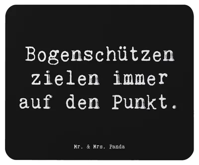 Produktbild von Mr. & Mrs. Panda Mauspad Spruch Bogenschützen Fokussierung - Schwarz - Geschenk, mousematte, Zielgenauigkeit, pc mousepad, Bogensport, Teamsport, Training, Sportler