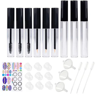 Produktbild von Set mit 9 leeren nachfüllbaren Mascara- und Lipglossflaschen mit Applikatoren