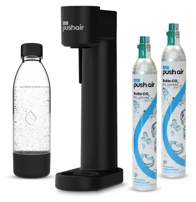 Zdjęcie produktu dla PushAir saturator do wody Dafi syfon czarny + 2 naboje + butelka 0,7