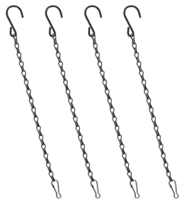 Image de Chaîne de suspension pour pot de fleurs - Métal - 33 cm - Noir - Lot de 4