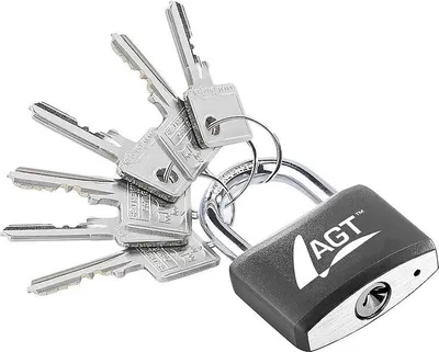 Image de Cadenas à clé - en laiton, acier et aluminium - 43 mm