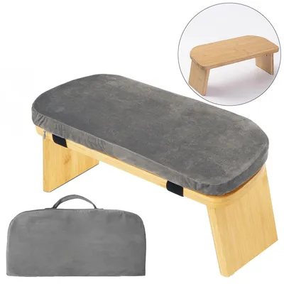 Produktbild von Klappbarer Yoga- und Meditationshocker aus Holz, 45 × 21 × 17 cm, mit abnehmbarem Sitzkissen, rutschfest, tragbar für Sitz- und Kniermeditation