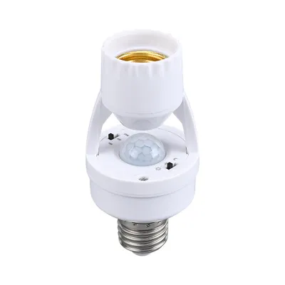 A white lamp socket adapter with a motion sensor.