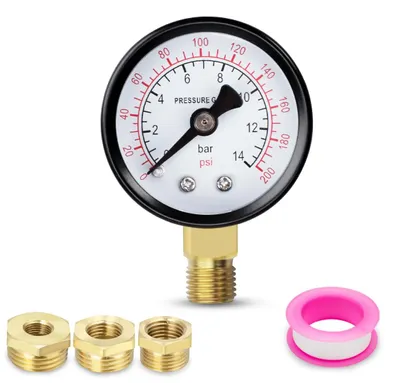 Produktbild von 40-mm-Bronzedruckanzeiger, BSP 1/8", Messbereich 0-14 bar, 0-200 psi, radial