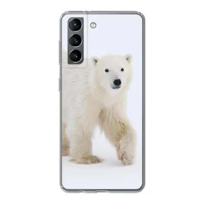 Produktbild von MuchoWow® Handyhülle Schutzhülle Hülle für Samsung Galaxy S21 Eisbär - Schnee - Weiß Silikon Softcase Handy Hülle - Softcase