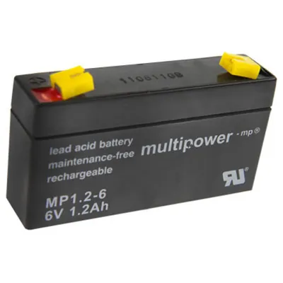 Produktbild von MultiPower Bleiakku MP1.2-6 mit 6V 1,2Ah mit 4,8mm Steckanschlüssen
