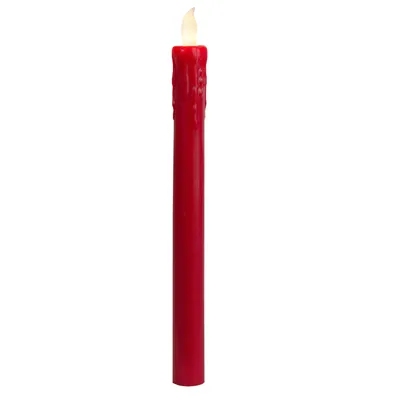 Produktbild von Best Season LED-Leuchtkerzen lang, 2er Set rot, ca.24x2,5 cm, Schalter oben, batteriebetr.,w/, 066-62