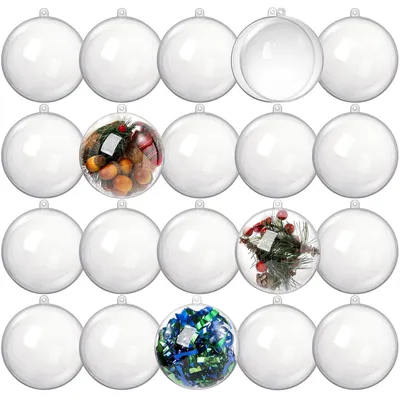 Produktbild von Weihnachtskugeln 20 Stück 10cm befüllbar transparent Kunststoff für Deko & Basteln