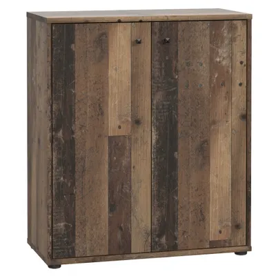 Produktbild von Forte Kommode Old Wood Vintage, 2 Türen, 73,7 x 85,5 x 34,8 cm, folienbeschichtete Holzspanplatte, kratzfeste Oberfläche, Metallbeschläge