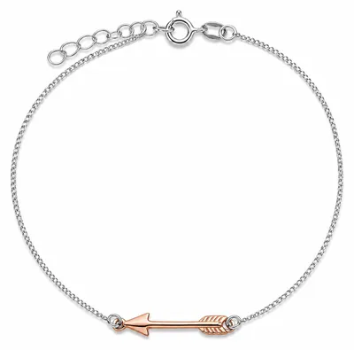 Produktbild von Fußkette Fußkettchen Pfeil Rosegold 925 Silber verstellbar Damen