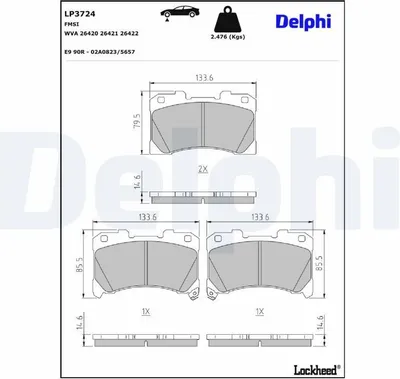 Produktbild von DELPHI Bremsbeläge Satz Vorne Bremsklötze für TOYOTA YARIS (P21, PA1, PH1) LP3724