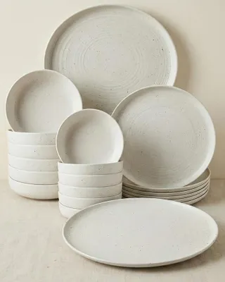 Imagen del producto de Conjunto de vajilla BRICARD Vertou, de 25 piezas, fabricado en porcelana, para 6 personas, color blanco mate