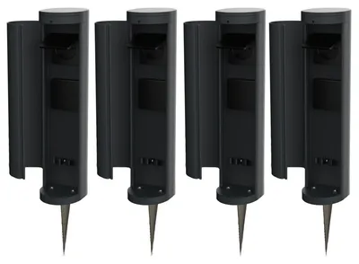 Produktbild von Novatool 4x Steckdosenturm 2-fach außen Anthrazit rund mit Blende IP44 mit Erdspieß Steckdose Aussen Gartensteckdose Outdoor Steckdosesäule Garten Steckdosenturm (Elektro)