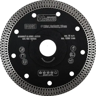 Produktbild von Dünne Turbo-Diamantscheibe, Keramik, Nass- und Trockenschnitt, 125 mm/22,23 mm, Richmann Exclusive