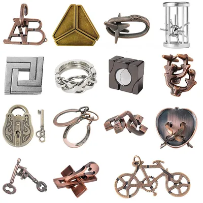 Produktbild von Puzzle Lernspielzeug - Metall-Draht-Puzzle - IQ-Test - Denksport - Langlebig - Hochwertige Zinklegierung