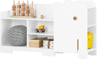 Produktbild von Kinderboekenkast mit Elefanten-Design und sicheren Spielzeuglager