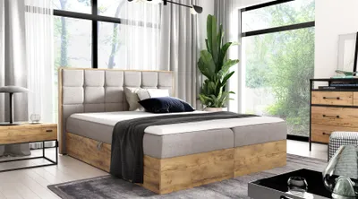 Produktbild von Boxspringbett Schlafzimmerbett KALYPSO 140x200cm Stoff Beige inkl. Bettkasten