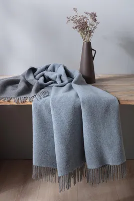 Produktbild von Biederlack Kaschmir-Plaid Farbe Blau Grau Größe 130 x 170cm