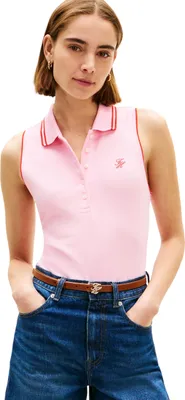 Produktbild von Tommy Hilfiger Damen Poloshirt Kurzarm Swimshop Baumwolle Ärmellos, Rosa (Classic P