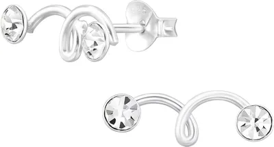 Produktbild von Ear Climber Ohrringe Ohrstecker 925 Sterling Silber vergoldet mit Kristallen Material - Silber