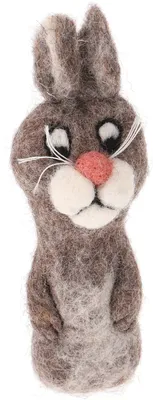 Produktbild von Handgemachte Fingerpuppe aus Filz - Hase, Braun, Wolle, 9*4*3 cm, Deko aus Filz