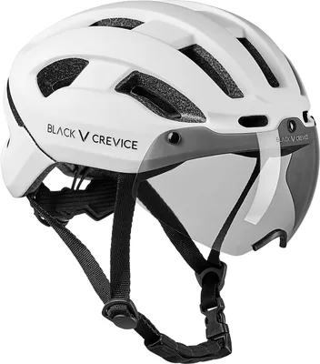 Produktbild von BLACK CREVICE - Dámska/pánska mestská cyklistická prilba s kšiltom | Farba: biela | Veľkosť: M/L (58-61 cm)