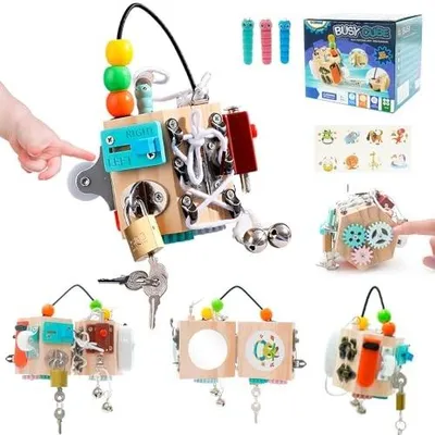 Zdjęcie produktu dla Kostka aktywności 15 w 1 drewniana montessori dla dzieci prezent