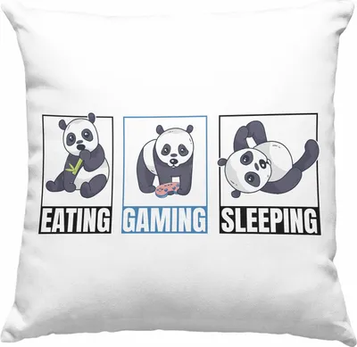 Produktbild von Trendation - Lustige Panda Deko-Kissen mit Füllung 40x40 Geschenk Gamer Gaming Zocker Geschenkidee für Jungs (Rosa)