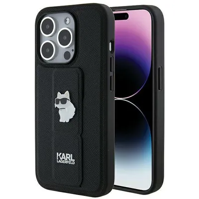 Zdjęcie produktu dla Karl Lagerfeld KLHCP14LGSACHPK iPhone 14 Pro 6.1" czarny/black hardcase Gripstand Saffiano Choupette Pins