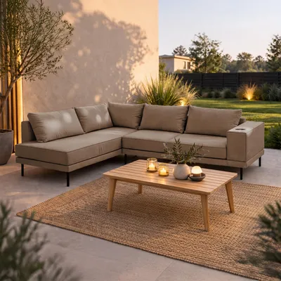 Produktbild von Garten Ecksofa Volaro S 268x202 Braun Wetterfestes Outdoor & Indoor Lounge-Sofa, UV-beständig, Links